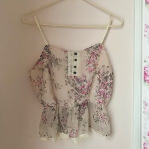 Vintage pink floral camisole blouse thrifted from Haight & Ashbury in SF